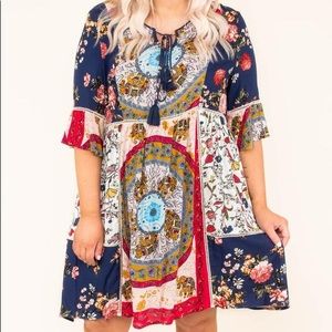 Paisley Patchwork Boho Flowy Dress - Good condition!